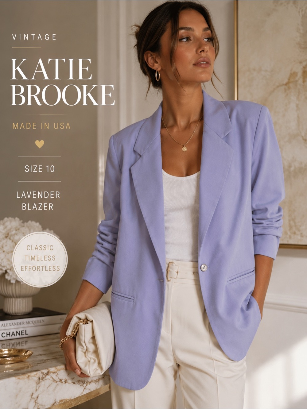 Vintage Katie Brooke Lavender Blazer Jacket | Made in USA | Size 10 | Soft Tailo